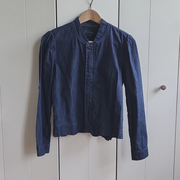 Lucky Brand Puffed Sleeve Zip-Up Denim Jacket - Size Small NWT - Picture 1 of 8